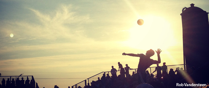 Waupaca Boatride Volleyball Tournament - Male Jump Server Silhouette 2013